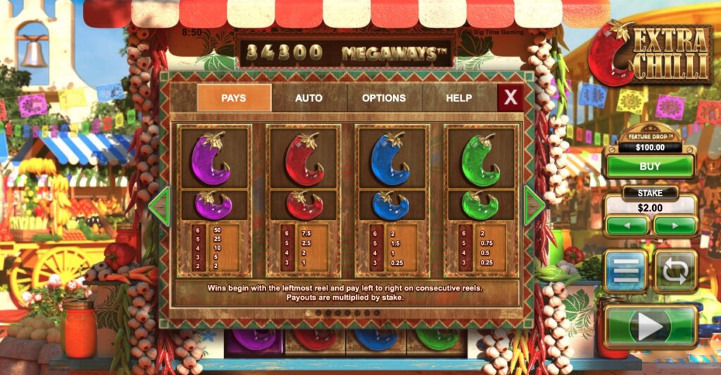 Extra Chilli Megaways paylines and features