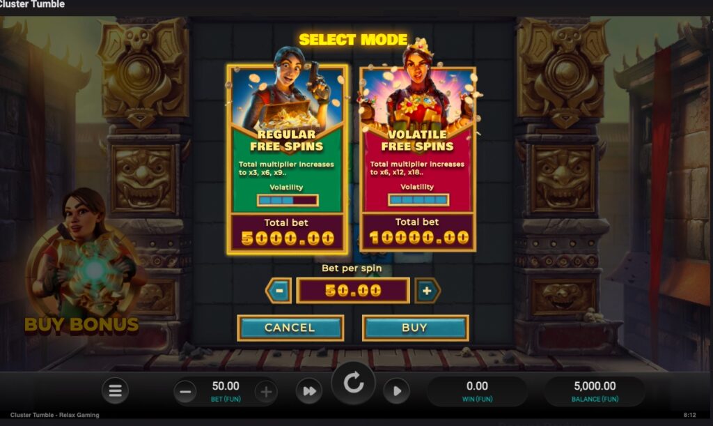 Cluster Tumble slot bonus buy options