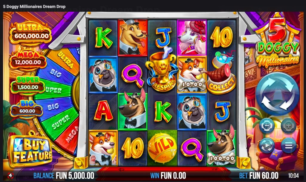 5 Doggy Millionaires Dream Drop slot gameplay