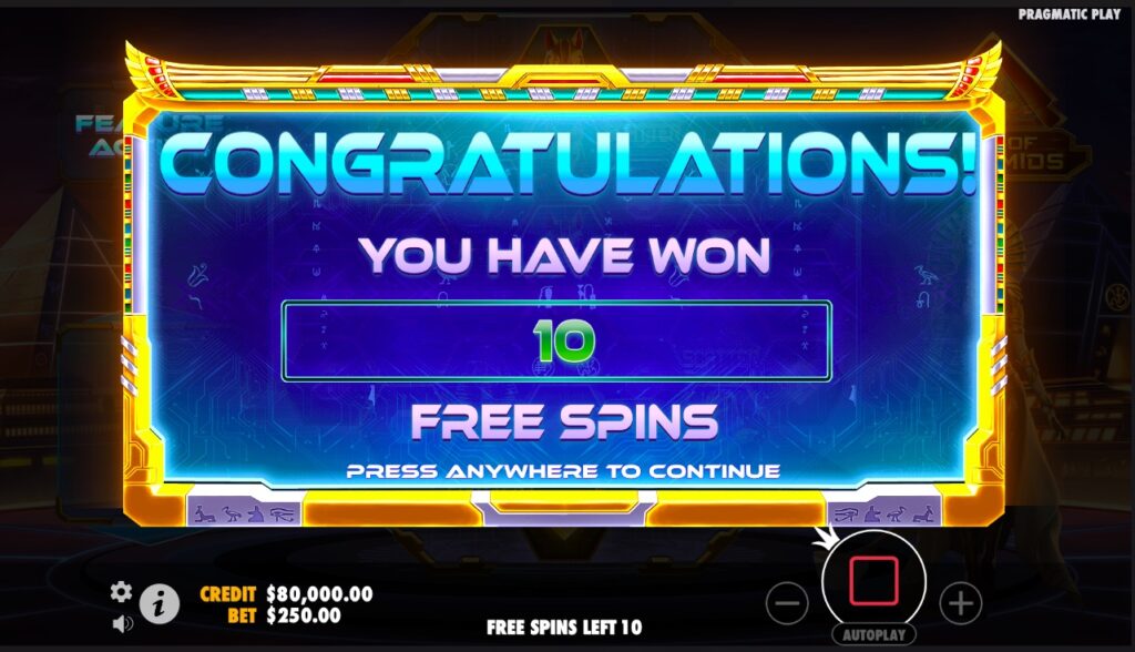 Rise of Pyramids free spins bonus feature