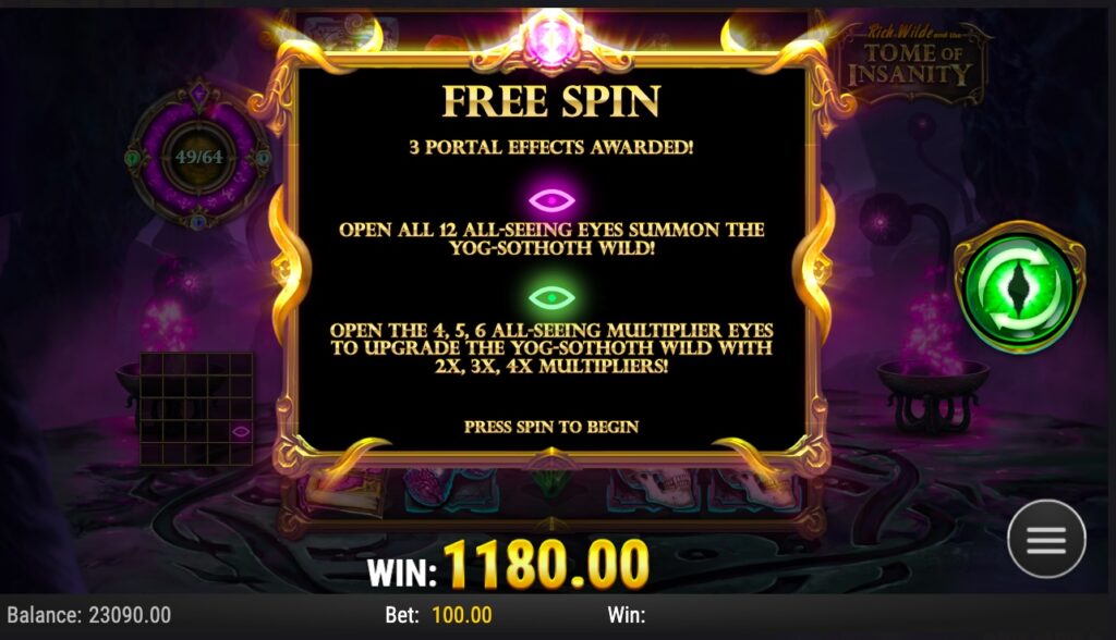 Rich Wilde and the Tome of Insanity free spins bonus rounds