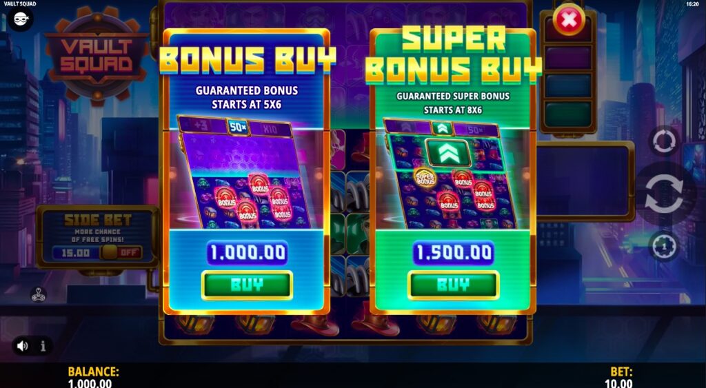 Vault Squad bonus buy options