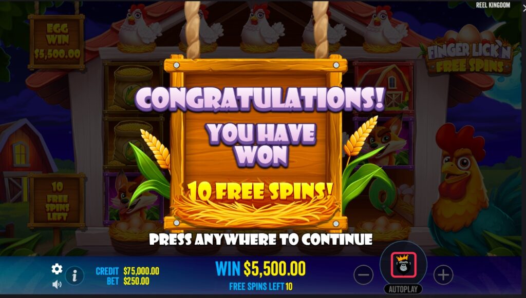 Finger Lick’n Free Spins free spins bonus feature