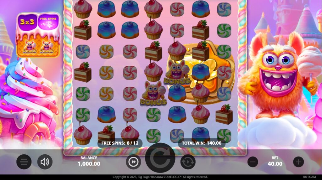 Big Sugar Bonanza free spins bonus rounds gameplay