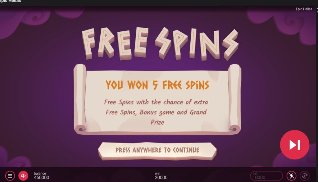 Epic Hellas free spins bonus rounds