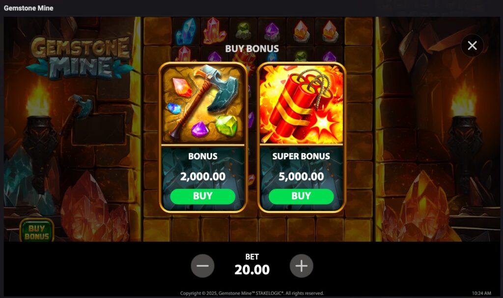 Gemstone Mine bonus buy options