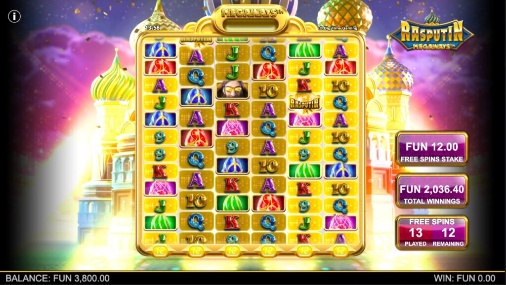 Rasputin Megaways bonus feature gameplay