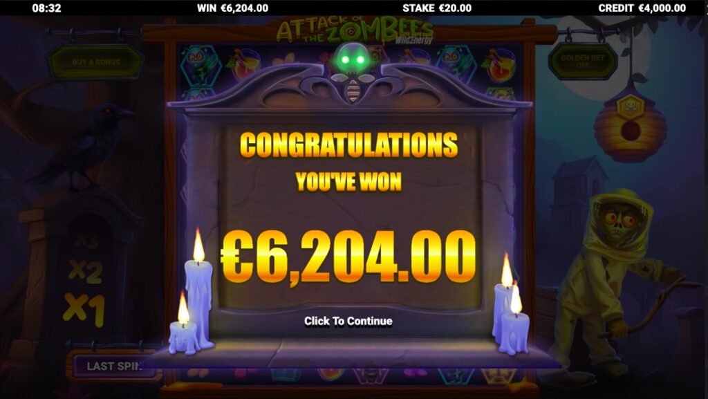 Attack of the Zombees WildEnergy huge slot win