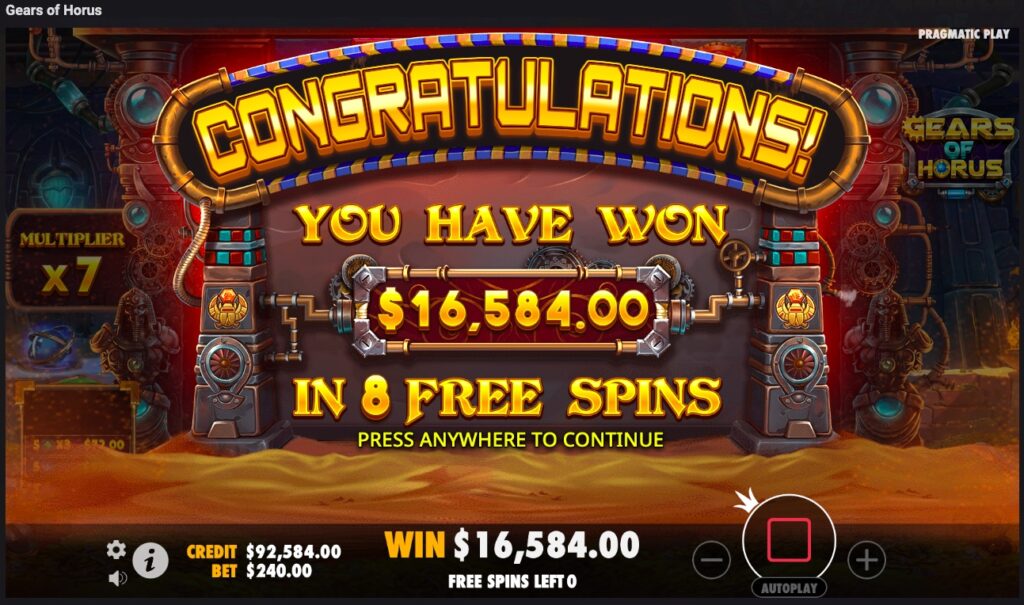 Gears of Horus bonus buy feature gameplay