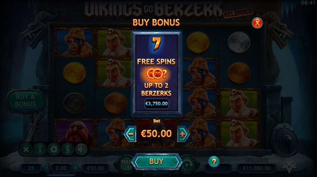 Vikings Go Berzerk Reloaded buy bonus option 