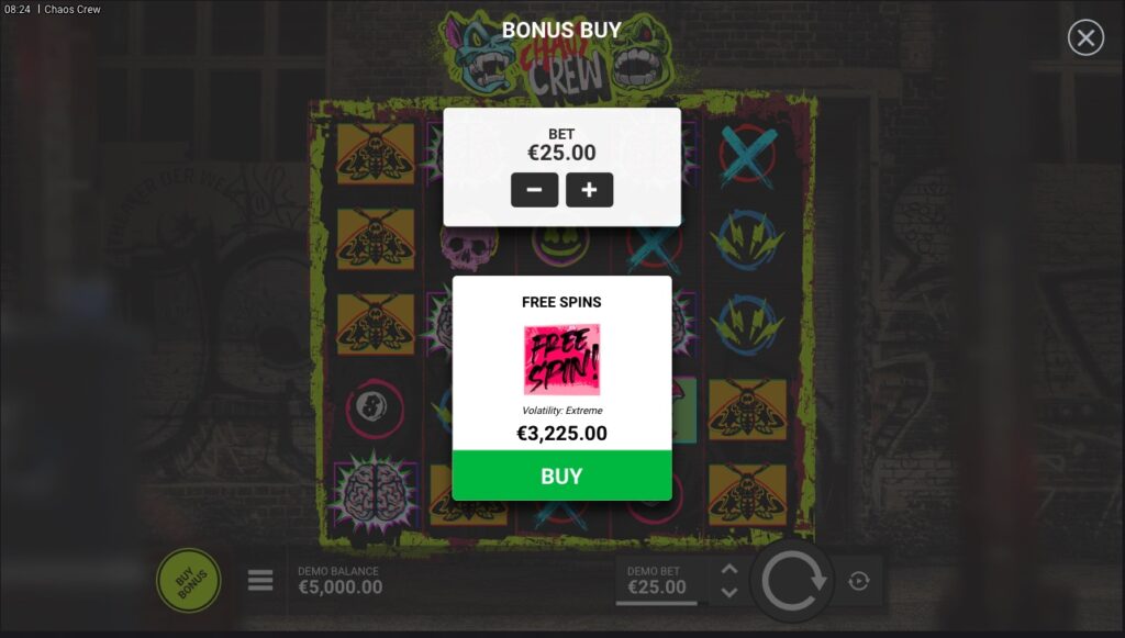 Chaos Crew buy free spins feature