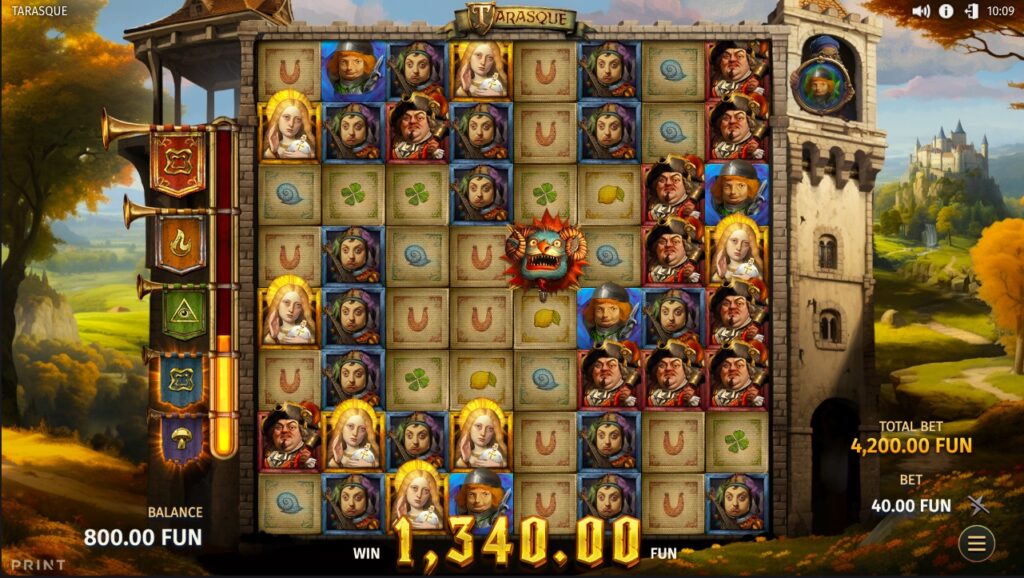 Tarasque DoubleMax free spins bonus feature gameplay