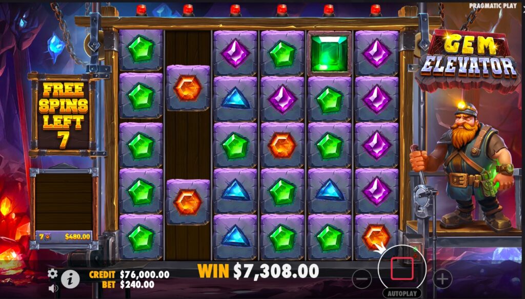 Gem Elevator paylines and gameplay features
