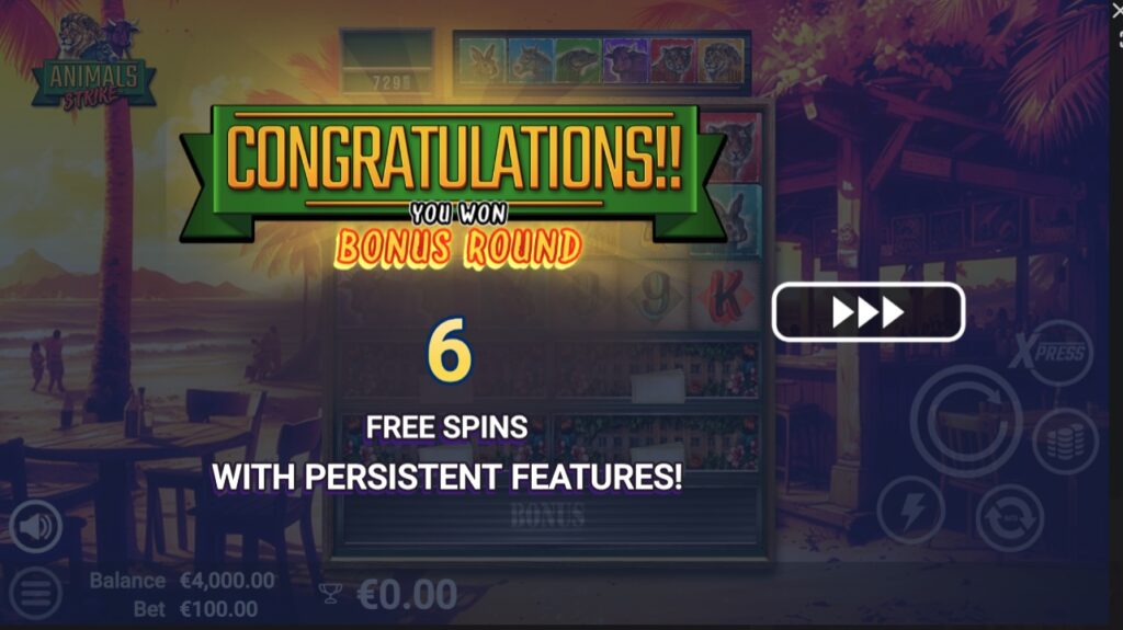 Animal Strike free spins bonus rounds