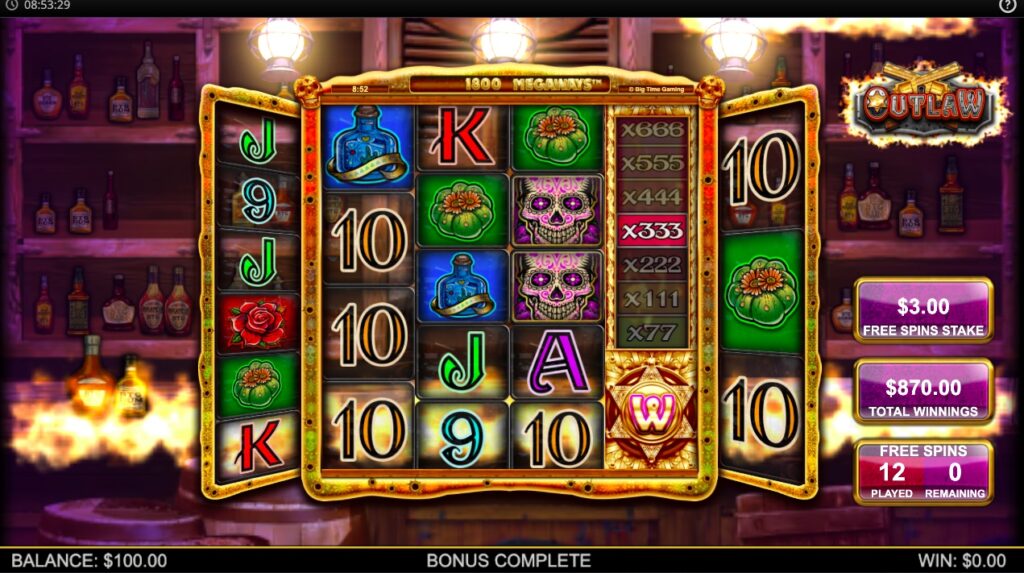 Outlaw slot gameplay