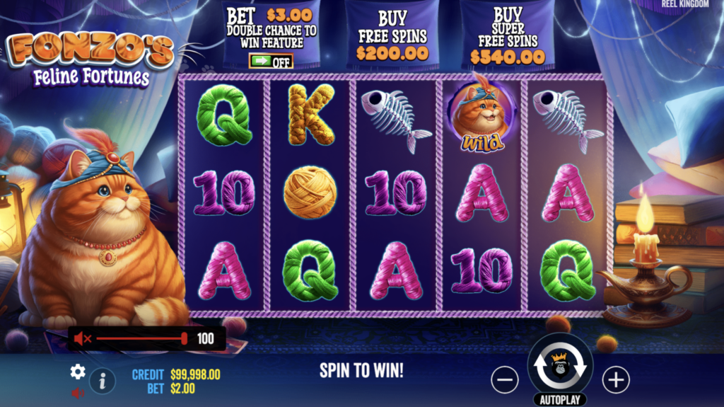 Fonzo’s Feline Fortunes gameplay.