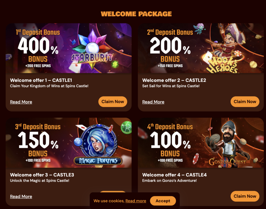 spins castle promotions