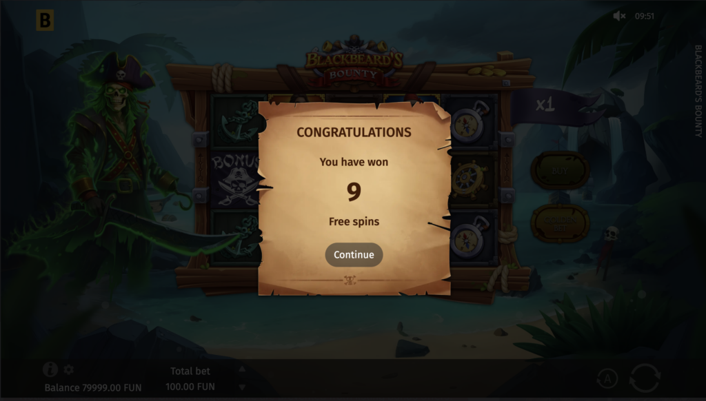 Blackbeard’s Bounty Free Spins.