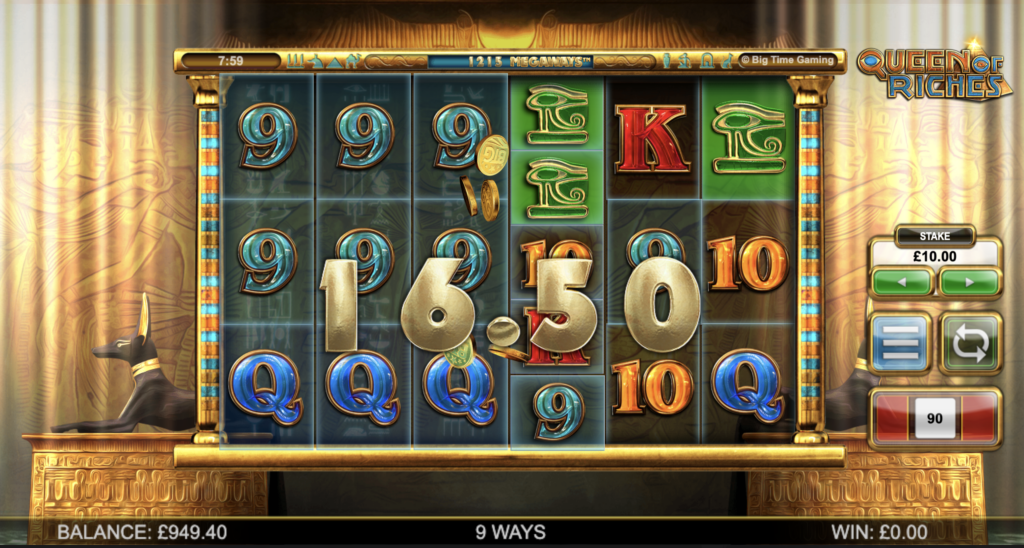 Queen of Riches Megaways win.