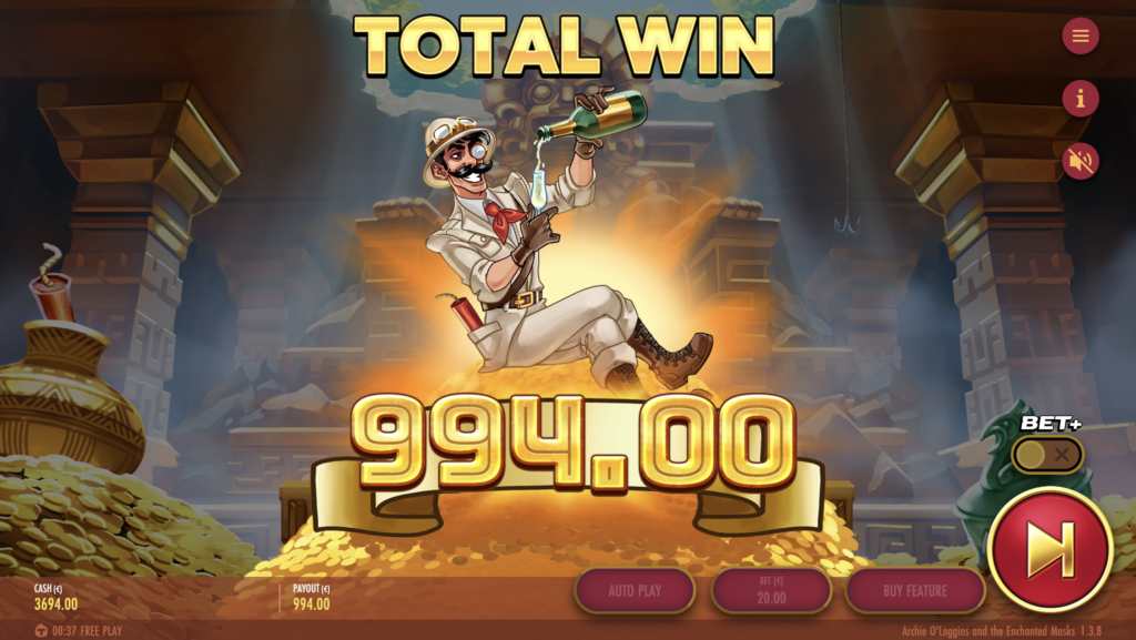 Archie O’Loggins and the Enchanted Masks total win