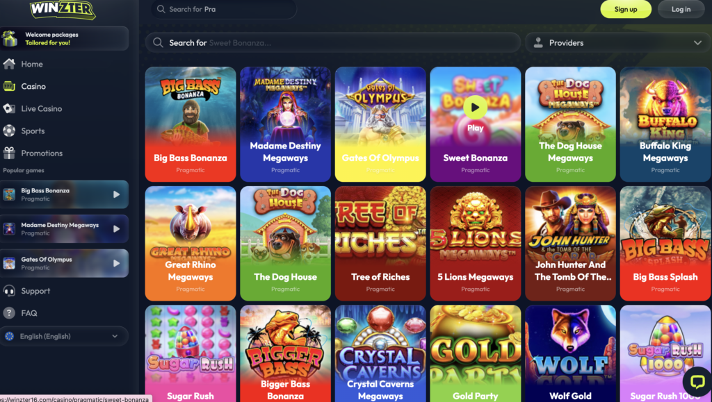 games available at winzter casino