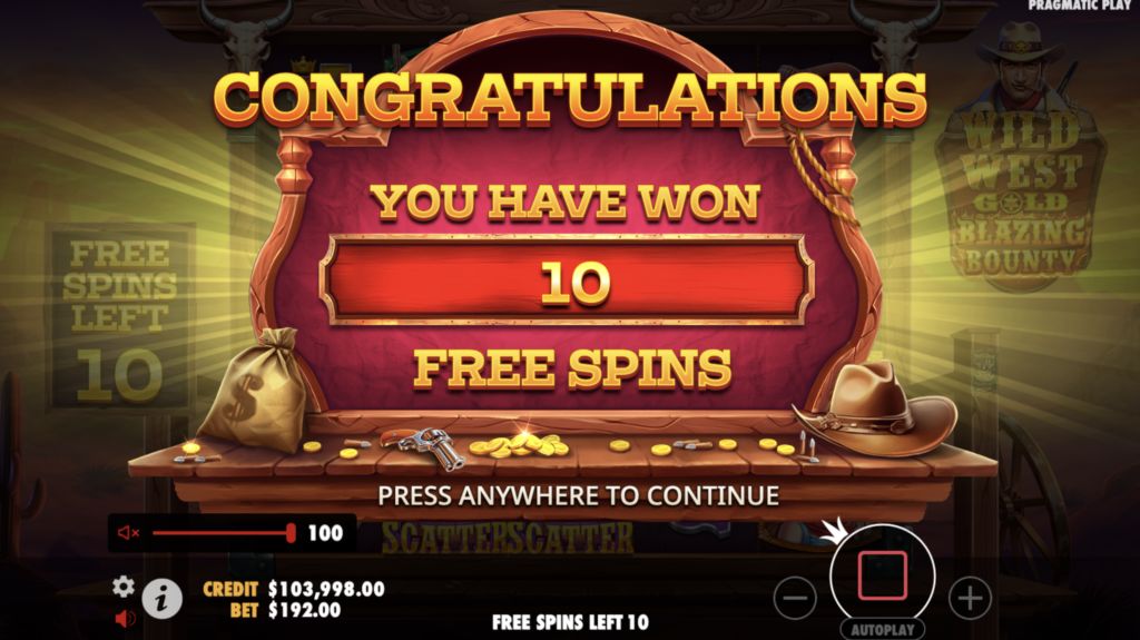 Wild West Gold Blazing Bounty Free Spins.