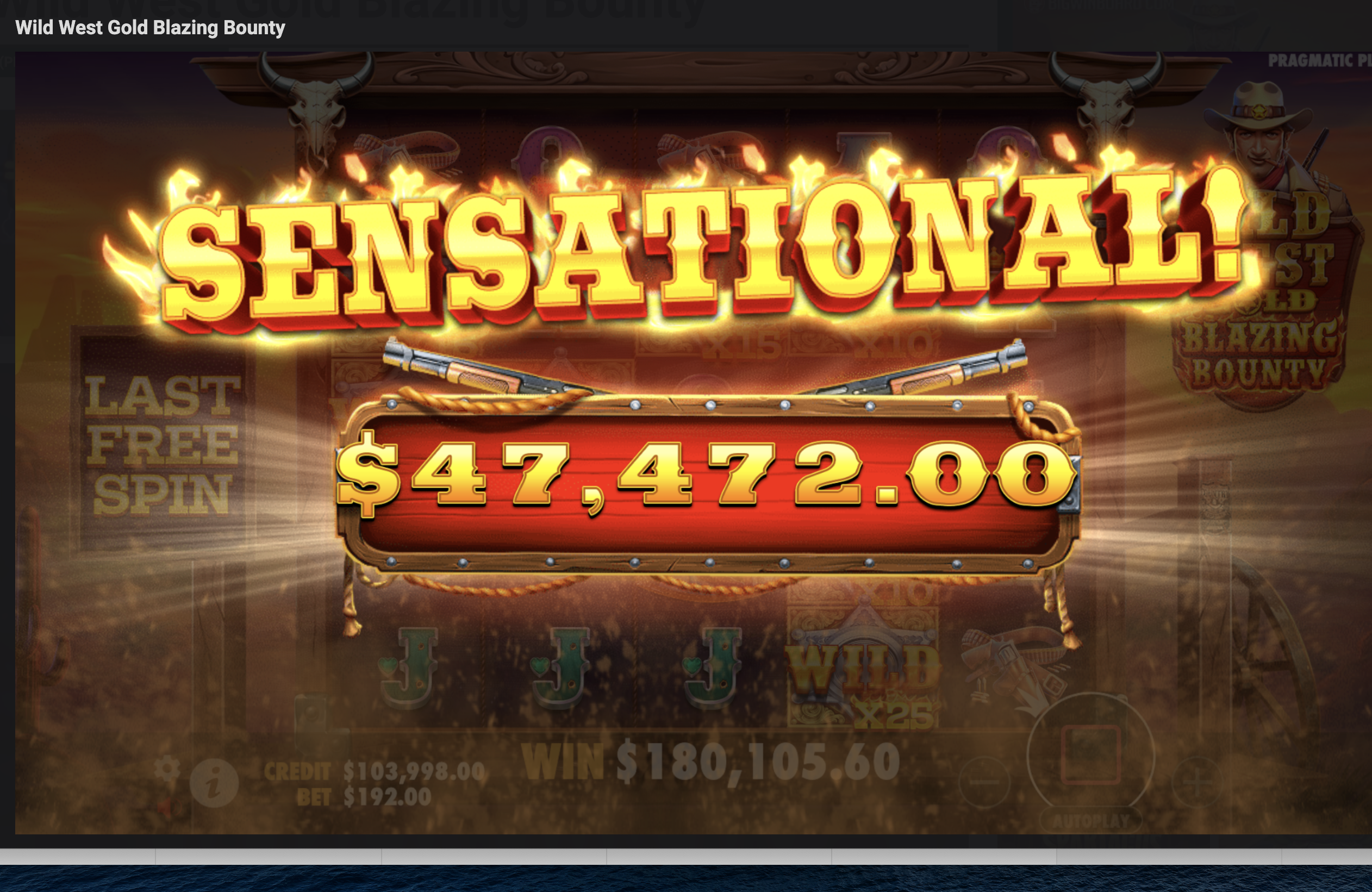 Wild West Gold Blazing Bounty win.