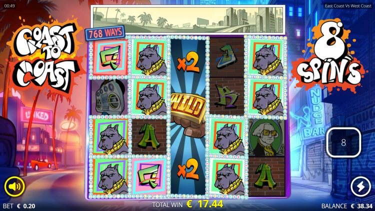 East Coast vs West Coast bonus feature gameplay