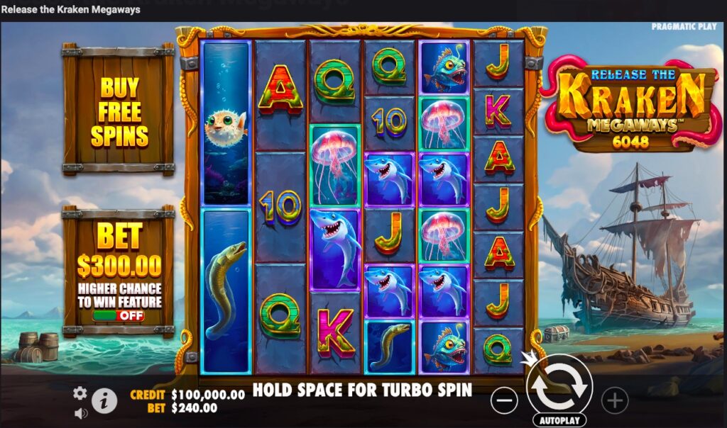 Release the Kraken Megaways slot gameplay