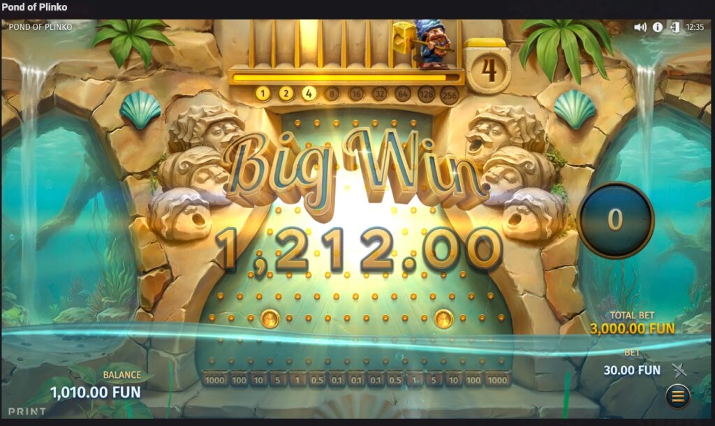 Pond of Plinko big win.