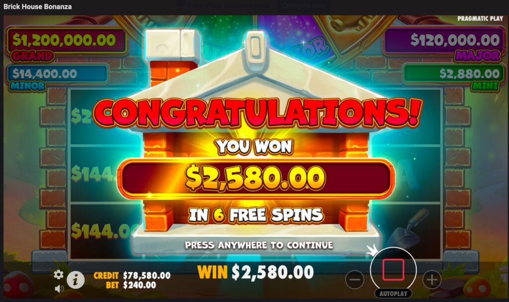 Brick House Bonanza huge slot win