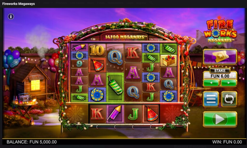 Fireworks Megaways gameplay.