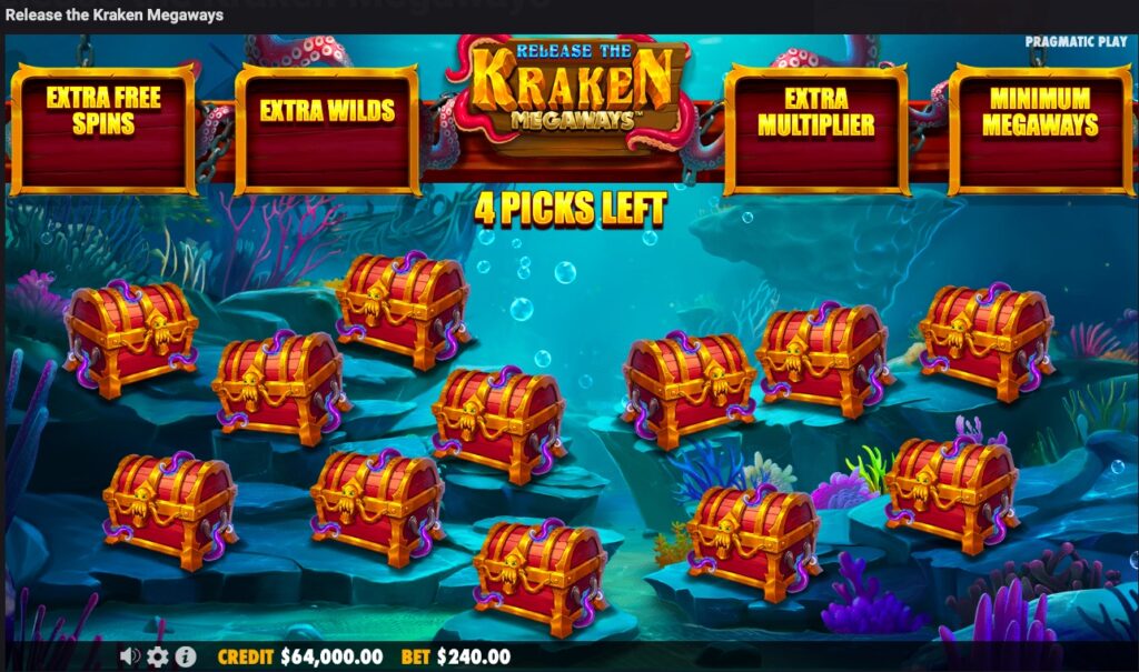 Release the Kraken Megaways bonus feature gameplay