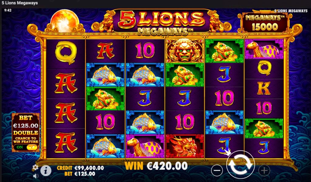 5 Lions Megaways buy free spins feature gameplay
