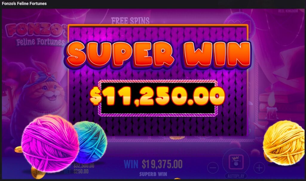 Fonzo’s Feline Fortunes huge slot win