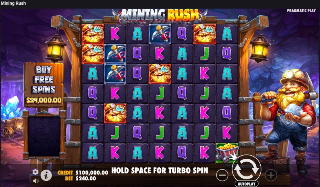 Mining Rush slot gameplay