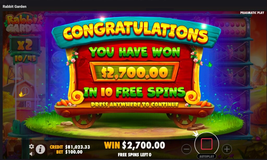 Rabbit Garden total win