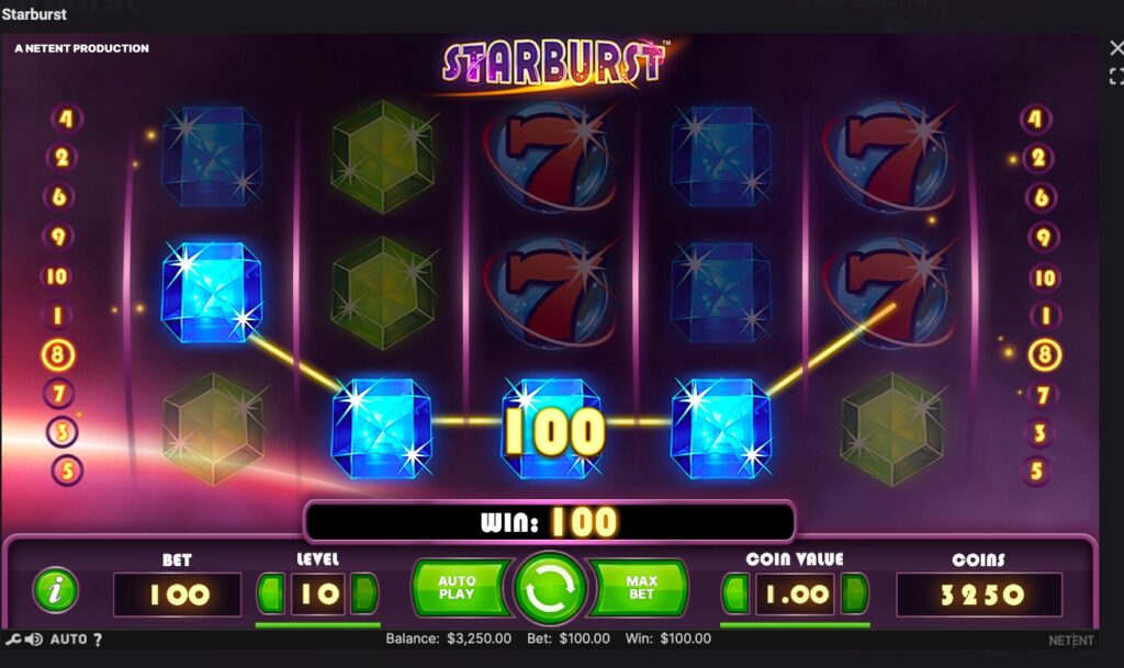 Starburst slot paylines and features