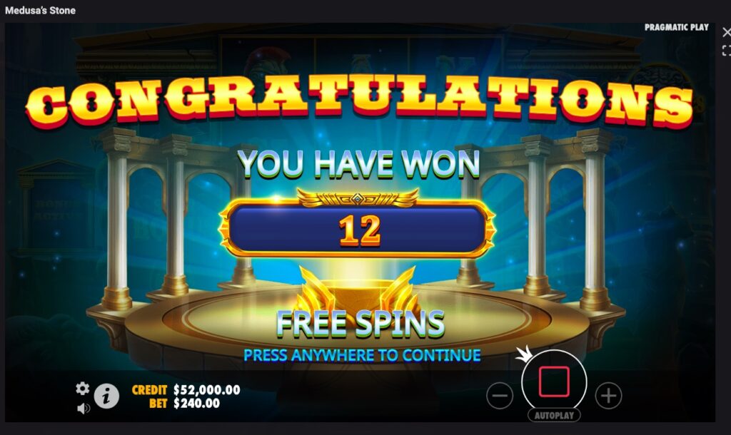 Medusa’s Stone bonus free spins feature