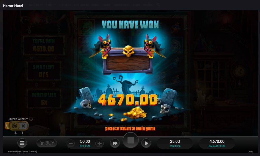 Horror Hotel total win