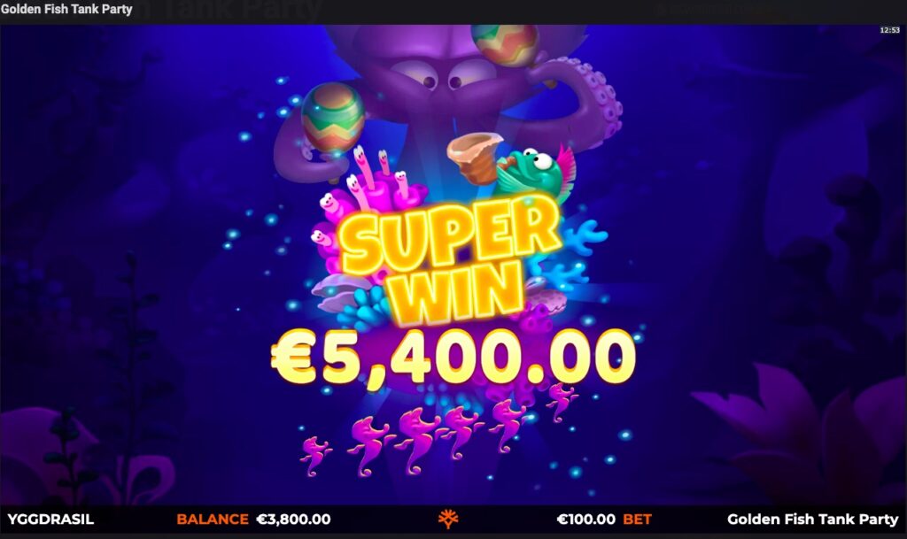 Golden Fish Tank Party super win