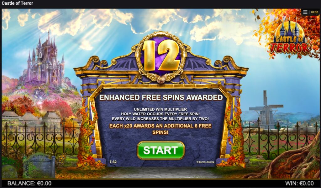 Castle of Terror free spins.
