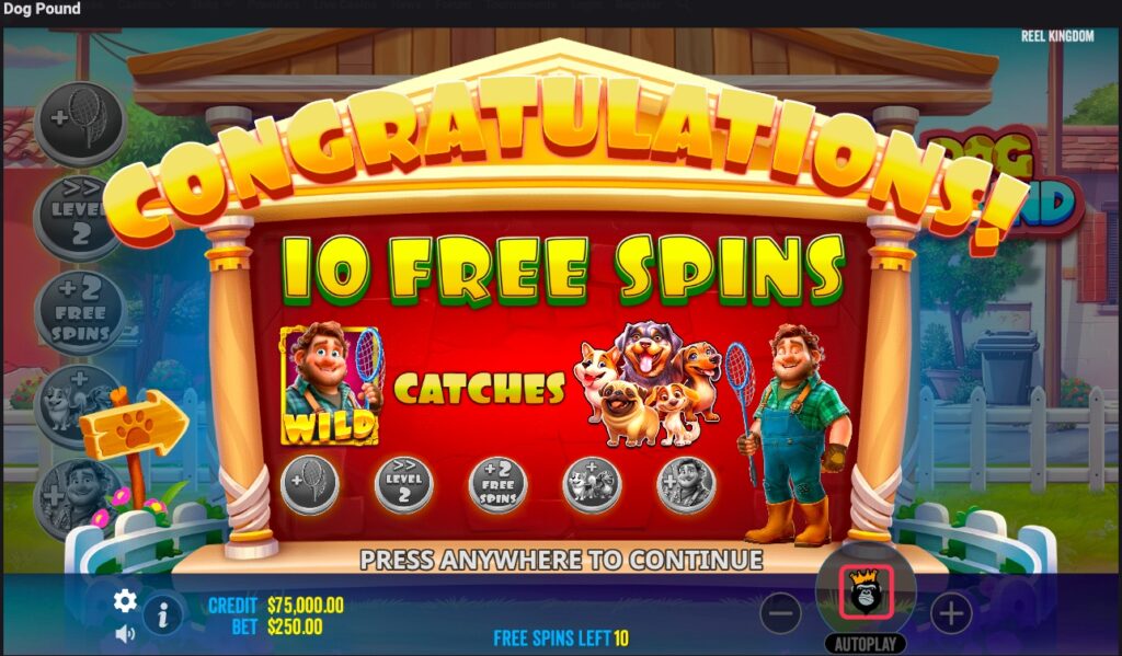 Dog Pound free spins bonus feature