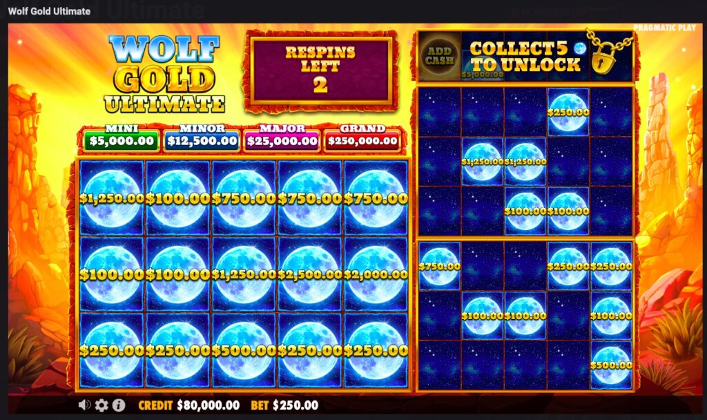 Wolf Gold Ultimate free spins slot feature