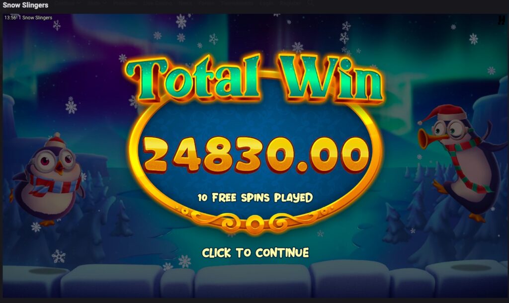 Snow Slingers total win