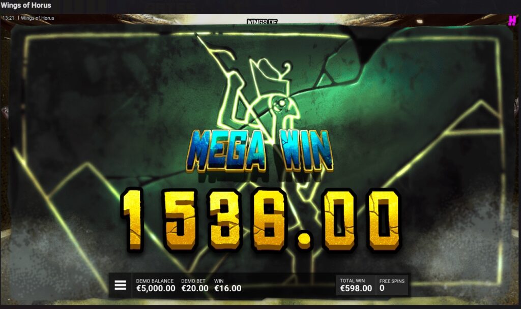 Wings of Horus huge slot win