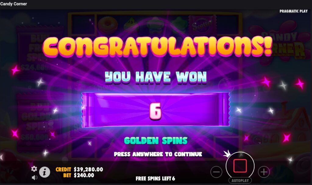Candy Corner free spins slot feature