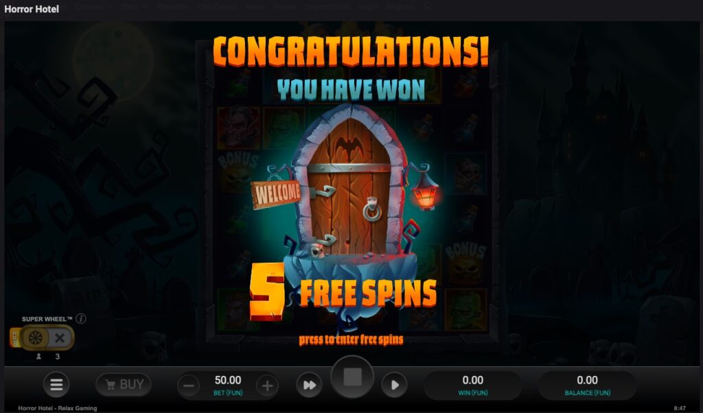 Horror Hotel free spins