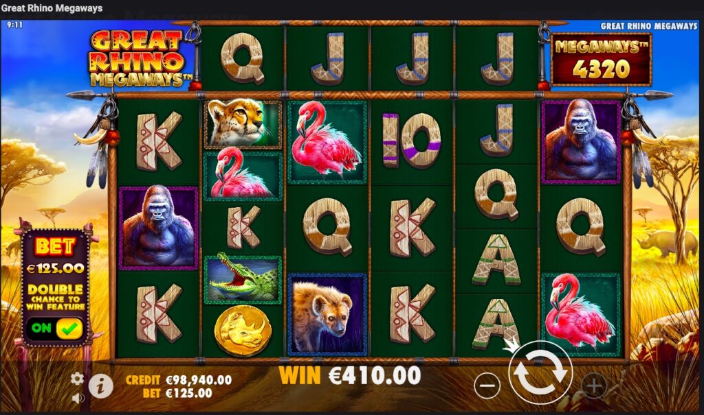 Great Rhino Megaways paylines and features