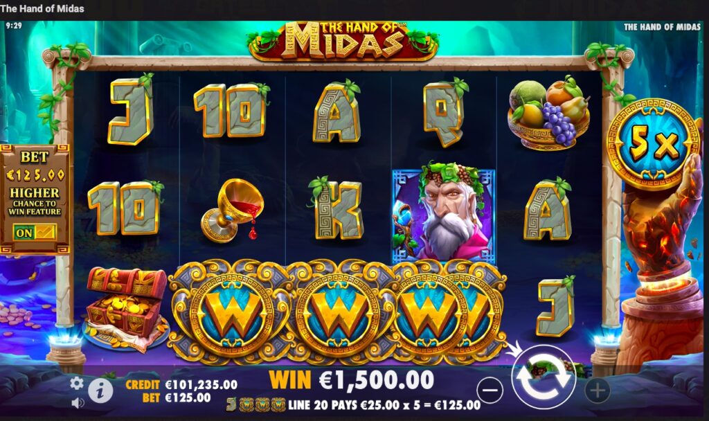 The Hand of Midas slot multiplier
